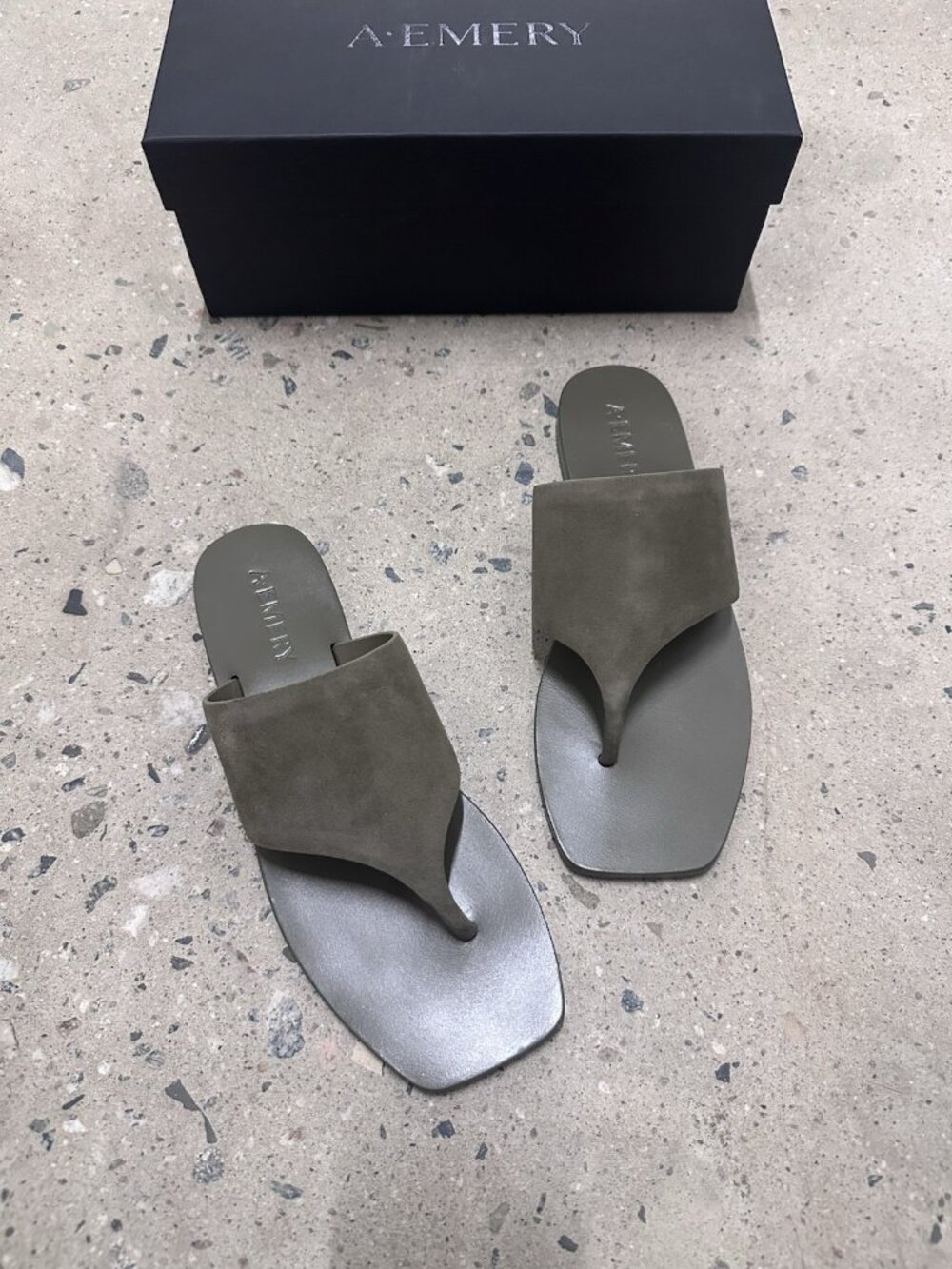 A.EMERY Paton Sandals Olive Green Suede